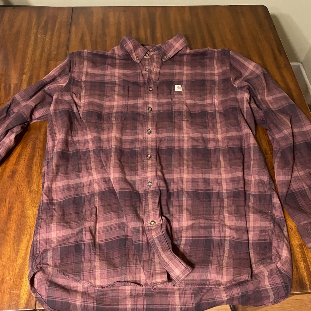 Carhartt Mens Lightweight Flannel - Maroon/Brown Used - Great Condition